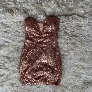 Tobi Rose Gold Sequin Mini Dress NWOT